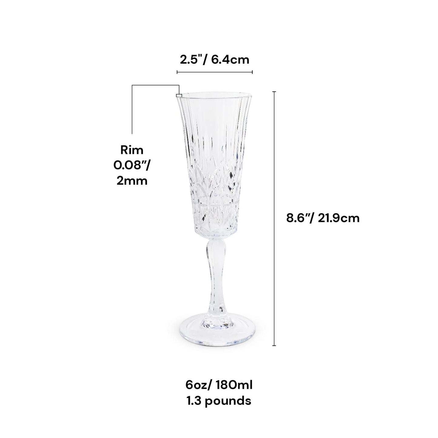 Myrtle Beach Shatterproof Plastic Champagne Flute, 6oz